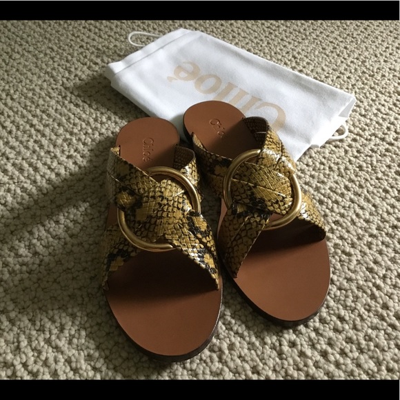 CHLOE RONY sandals in python print leather 38 IT - Picture 1 of 8